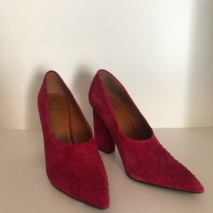Halston Red Suede Heels